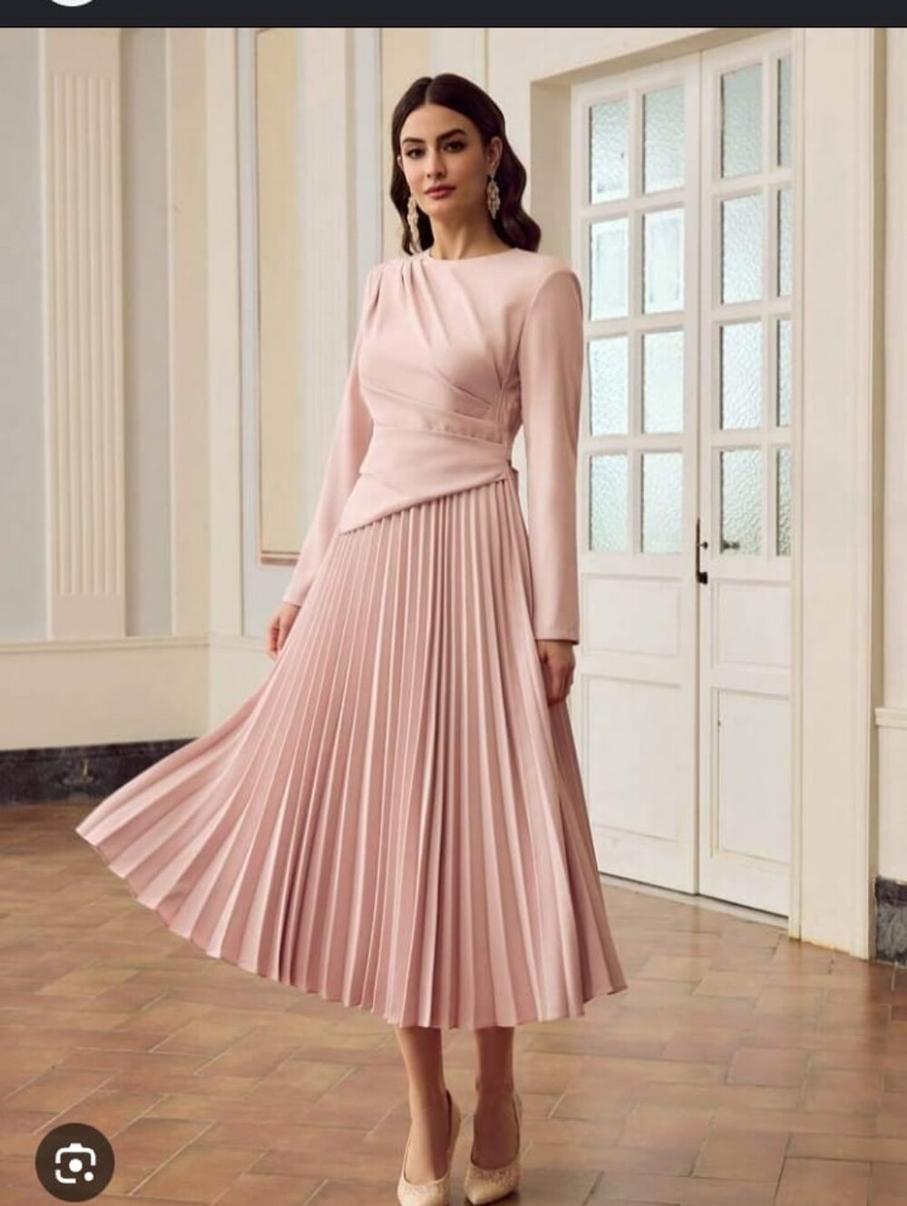 Elegant Pleated Midi Skirt - Dusty Pink